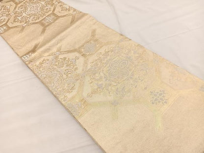 平和屋着物◎西陣　吉啓織物謹製　両面　全通柄袋帯　鳳凰蜀江花文　金銀糸　証紙付き　正絹　逸品　BAAX0813hv