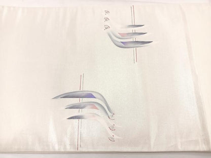 平和屋着物◎太鼓柄袋帯　手描き　群鶴　正絹　逸品　BAAX0814hv
