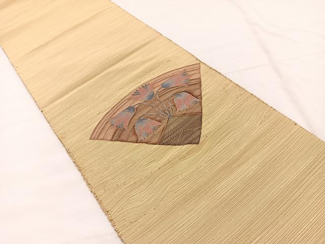 平和屋着物◎八寸名古屋帯　紬地　更紗花文　金銀糸　正絹　逸品　BAAX0826hv