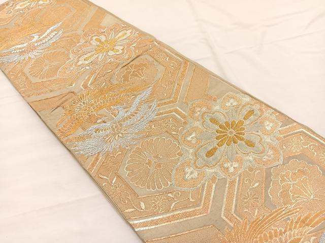 平和屋着物◎六通柄　本袋帯　鳳凰花菱文　金銀糸　正絹　逸品　BAAX0854hv