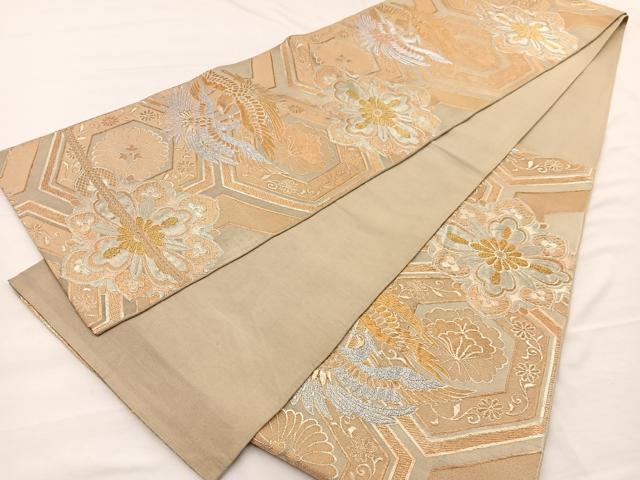 平和屋着物◎六通柄　本袋帯　鳳凰花菱文　金銀糸　正絹　逸品　BAAX0854hv