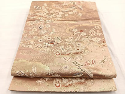 平和屋着物◎六通柄袋帯 唐織 宝尽くし 金糸 正絹 逸品 BAAX0860hv