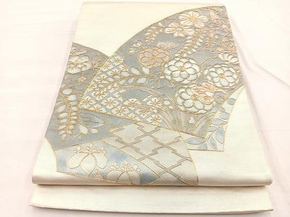 平和屋着物◎太鼓柄袋帯 総駒刺繍 辻が花 金糸 正絹 逸品 BAAX0866hv