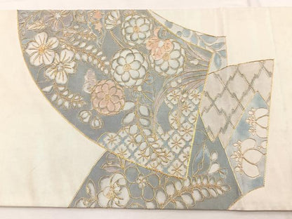 平和屋着物◎太鼓柄袋帯 総駒刺繍 辻が花 金糸 正絹 逸品 BAAX0866hv
