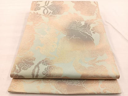 平和屋着物◎全通柄 本袋帯 更紗花文 金糸 正絹 逸品 BAAX0877hv