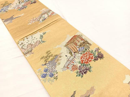 平和屋着物◎六通柄袋帯 唐織 葵祭絵巻紋 金糸 正絹 逸品 BAAX0878hv
