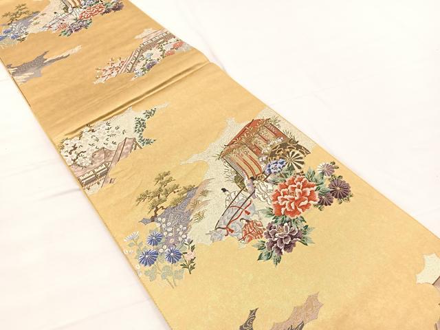 平和屋着物◎六通柄袋帯 唐織 葵祭絵巻紋 金糸 正絹 逸品 BAAX0878hv