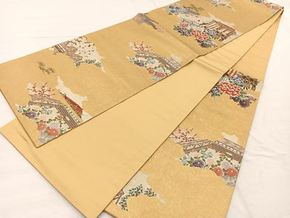 平和屋着物◎六通柄袋帯 唐織 葵祭絵巻紋 金糸 正絹 逸品 BAAX0878hv