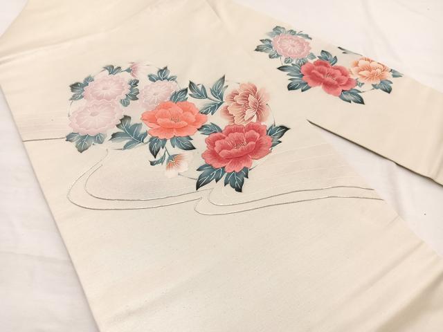 平和屋着物◎九寸名古屋帯 駒刺繍 流水花丸文 金銀糸 正絹 逸品 BAAX0889hv