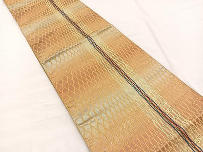 平和屋着物◎本場筑前博多織 八寸名古屋帯 立涌文様 金銀糸 正絹 逸品 BAAX0895hv