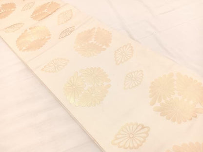 平和屋着物◎全通柄袋帯 花菱丸文 金糸 正絹 逸品 BAAX0910hv