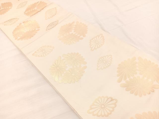 平和屋着物◎全通柄袋帯 花菱丸文 金糸 正絹 逸品 BAAX0910hv