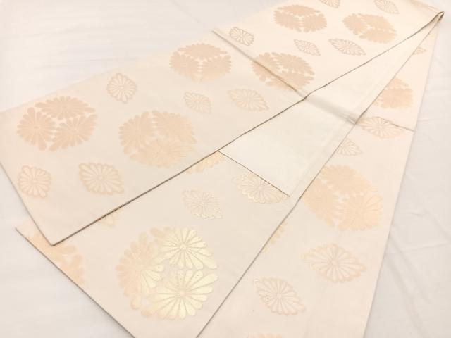 平和屋着物◎全通柄袋帯 花菱丸文 金糸 正絹 逸品 BAAX0910hv