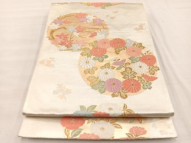 平和屋着物◎六通柄袋帯 唐織 花丸文 金銀糸 正絹 逸品 BAAX0912hv