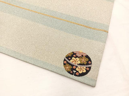 平和屋着物◎六通柄袋帯 綴れ 横段文 ワンポイント：鈴 金銀糸 正絹 逸品 BAAX0921hv