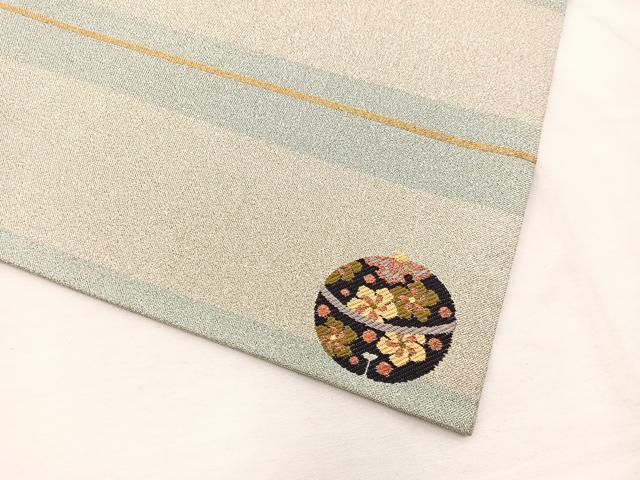 平和屋着物◎六通柄袋帯 綴れ 横段文 ワンポイント：鈴 金銀糸 正絹 逸品 BAAX0921hv