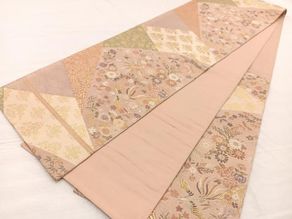 平和屋着物◎六通柄袋帯 唐織 鳳凰花蝶文 金銀糸 正絹 逸品 BAAX0924hv