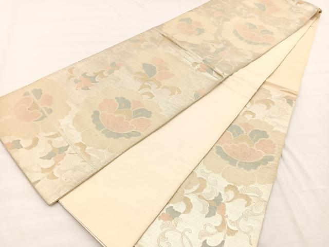 平和屋着物◎六通柄袋帯 更紗花文 金銀糸 正絹 逸品 BAAX0932hv