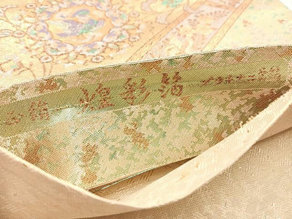 平和屋着物◎佐賀錦 六通柄袋帯 唐織 宝相華花鳥文 煌彩箔 プラチナ二重箔 正絹 逸品 BAAX0943hv