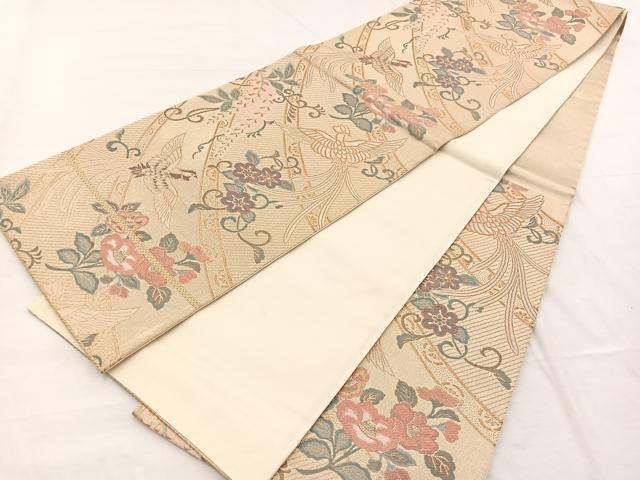 平和屋着物◎六通柄袋帯 唐織 鳳凰花文 金糸 正絹 逸品 BAAX0944hv