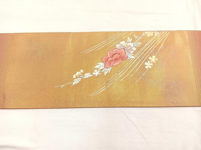 平和屋着物＊夏物　九寸名古屋帯　刺繍　草花文　金銀彩　正絹　逸品　DABA0744cm 平和屋着物◎九寸名古屋帯 刺繍 草花文 金銀彩 正絹 逸品 BAAX0951hv