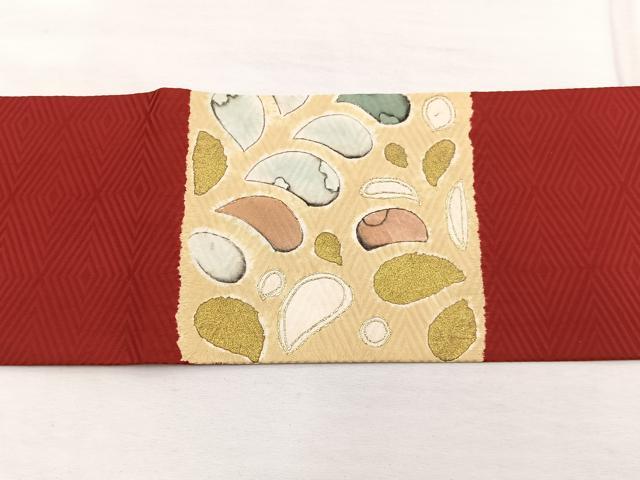 平和屋着物◎九寸名古屋帯 辻が花 絞り 駒刺繍 金彩 正絹 逸品 BAAX0952hv