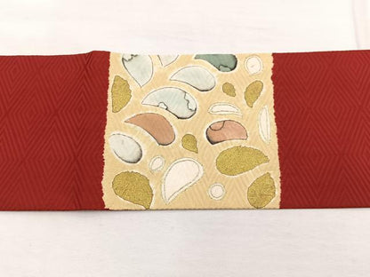 平和屋着物◎九寸名古屋帯 辻が花 絞り 駒刺繍 金彩 正絹 逸品 BAAX0952hv
