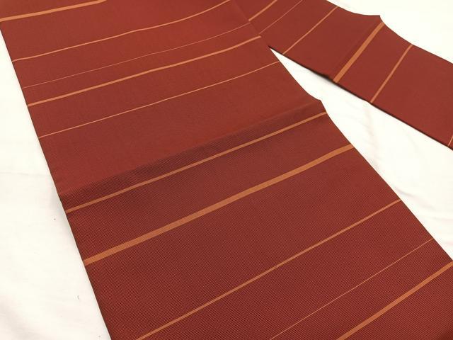 平和屋着物◎九寸名古屋帯 紬地 横段文 正絹 逸品 BAAX0959hv