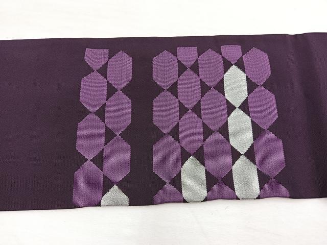 平和屋着物◎九寸名古屋帯 幾何学文様 銀糸 BAAX0962hv