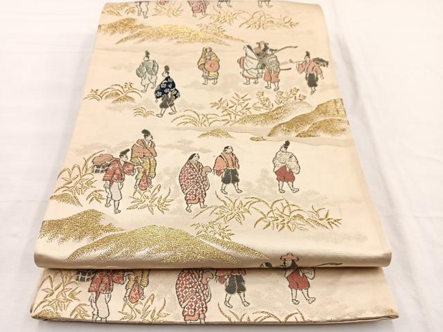 平和屋着物●六通柄袋帯　唐織　装飾美　団山木殿文　金糸　正絹　逸品　CABE0154hy 平和屋着物◎六通柄袋帯 唐織 向かい鳥花文 金銀糸 正絹 逸品