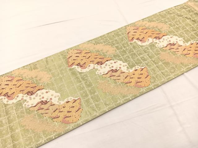 平和屋着物◎六通柄袋帯 唐織 浜松文 金銀糸 正絹 逸品 未使用 BAAX0980hv