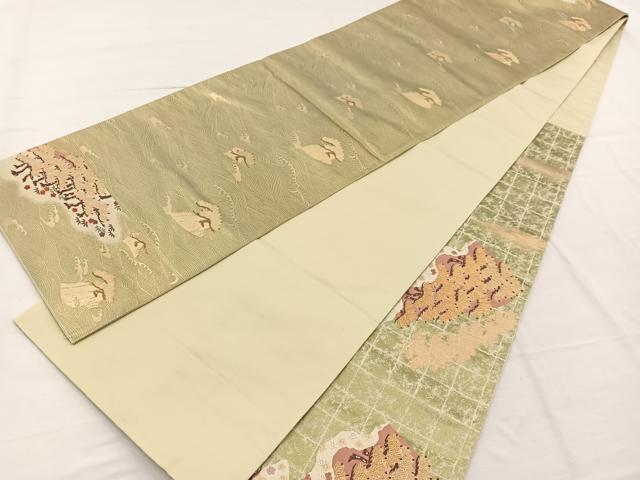 平和屋着物◎六通柄袋帯 唐織 浜松文 金銀糸 正絹 逸品 未使用 BAAX0980hv