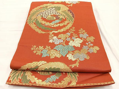 平和屋着物◎西陣 まいづる謹製 六通柄 本袋帯 みやび錦 鳳凰 金糸 正絹 逸品 BAAX0986hv