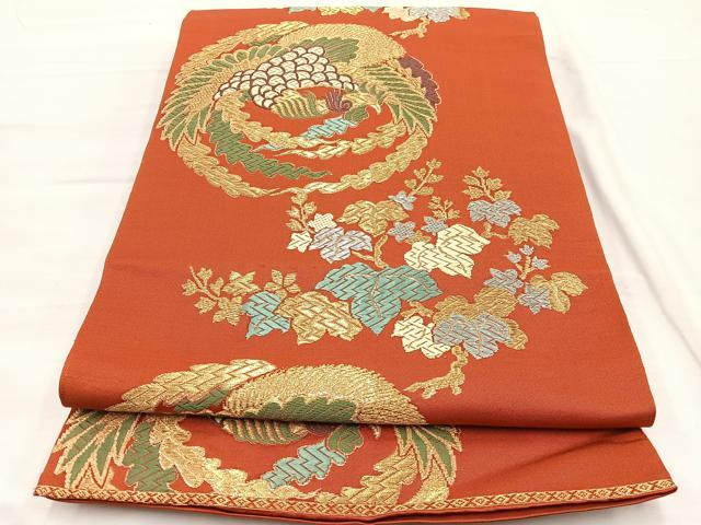 平和屋着物◎西陣 まいづる謹製 六通柄 本袋帯 みやび錦 鳳凰 金糸 正絹 逸品 BAAX0986hv