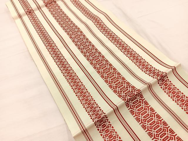 平和屋着物◎本場筑前博多織 八寸名古屋帯 献上 一重帯 正絹 逸品 BAAX0999hv