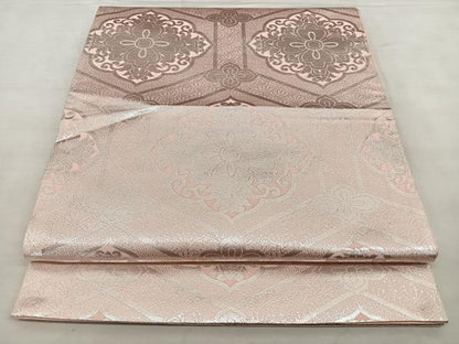 平和屋着物◎六通柄袋帯　亀甲花文　銀糸　やまとオリジナル　正絹　逸品　BAAX1006qw