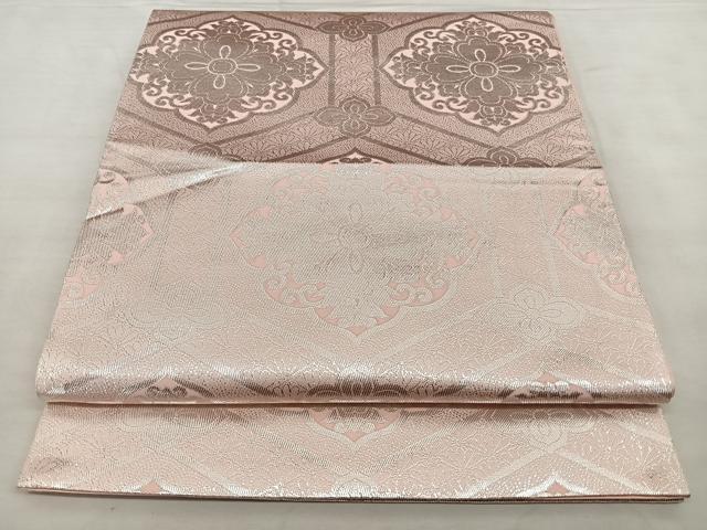 平和屋着物◎六通柄袋帯　亀甲花文　銀糸　やまとオリジナル　正絹　逸品　BAAX1006qw