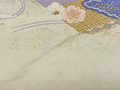 平和屋着物◎西陣 とみや織物謹製 六通柄袋帯 唐織 平安好み 器物文 金銀糸 証紙付き 正絹 逸品 BAAX1014qw