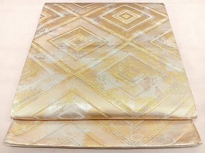 平和屋着物◎西陣　浅山織物謹製　六通柄袋帯　菱重ね文　金糸　正絹　逸品　BAAX1015qw