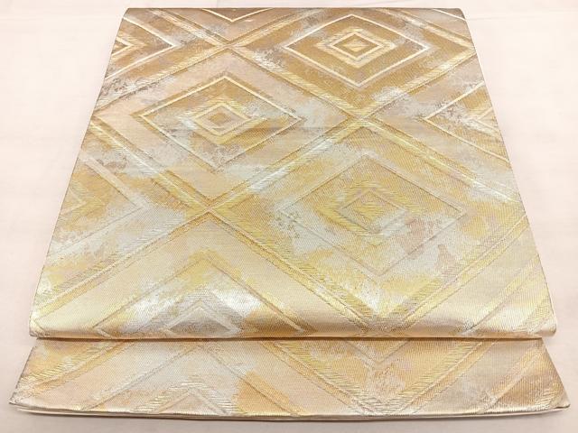 平和屋着物◎西陣　浅山織物謹製　六通柄袋帯　菱重ね文　金糸　正絹　逸品　BAAX1015qw