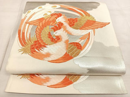平和屋着物◎西陣　六通柄袋帯　鳳凰丸文　金銀糸　正絹　逸品　BAAX1016qw