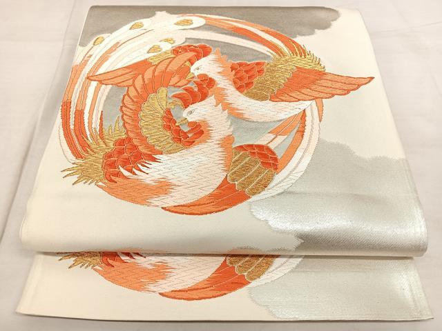 平和屋着物◎西陣　六通柄袋帯　鳳凰丸文　金銀糸　正絹　逸品　BAAX1016qw