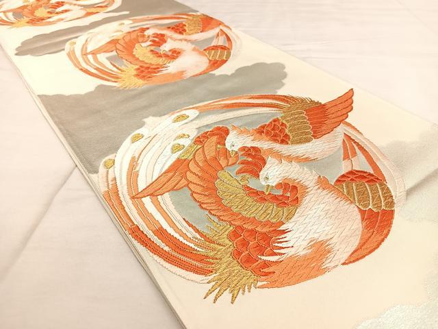 平和屋着物◎西陣　六通柄袋帯　鳳凰丸文　金銀糸　正絹　逸品　BAAX1016qw
