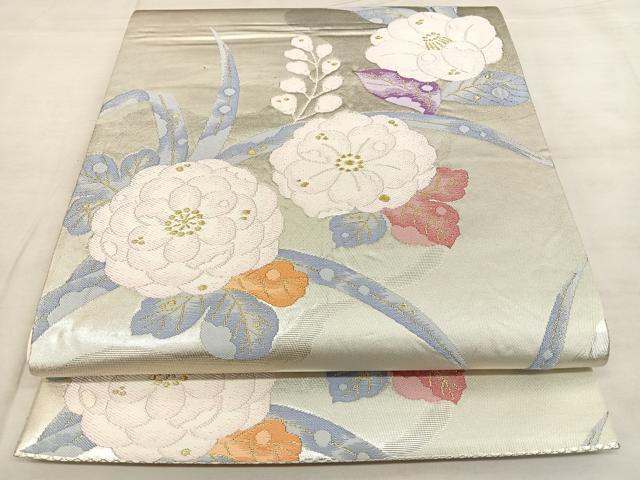 平和屋着物◎六通柄袋帯　唐織　草花文　金銀糸　正絹　逸品　BAAX1020qw