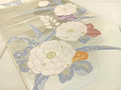 平和屋着物◎六通柄袋帯　唐織　草花文　金銀糸　正絹　逸品　BAAX1020qw