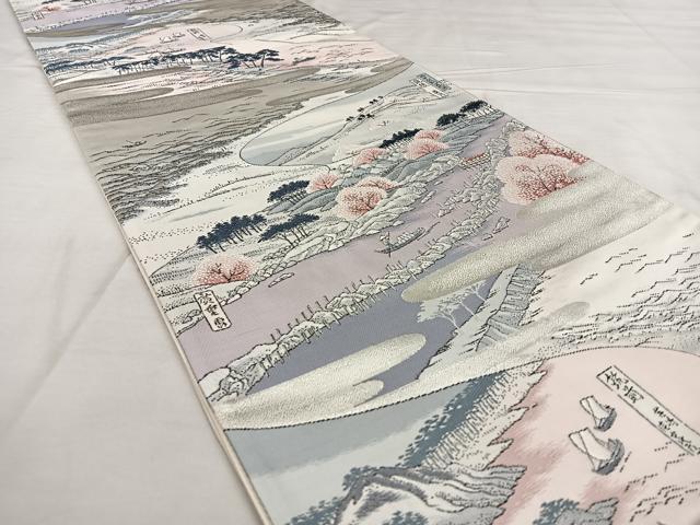 平和屋着物◎六通柄袋帯　唐織　筑後築瀬　銀糸　正絹　逸品　BAAX1021qw