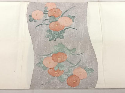 平和屋着物◎太鼓柄袋帯　すくい織　地紙御所車文　正絹　逸品　BAAX1024qw