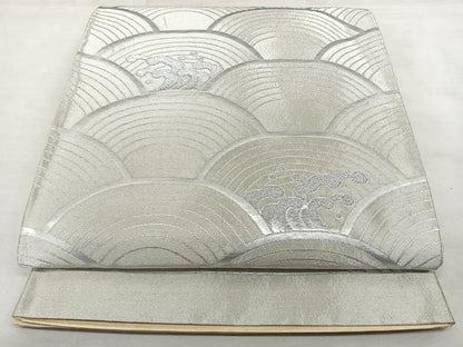 平和屋着物◎六通柄袋帯 唐織 青海波 銀糸 正絹 逸品 BAAX1034qw