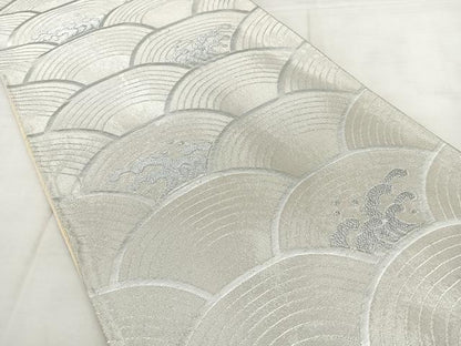 平和屋着物◎六通柄袋帯 唐織 青海波 銀糸 正絹 逸品 BAAX1034qw