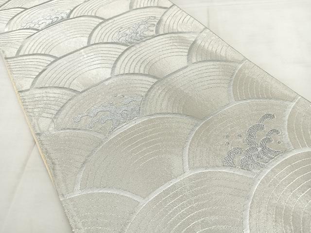 平和屋着物◎六通柄袋帯 唐織 青海波 銀糸 正絹 逸品 BAAX1034qw
